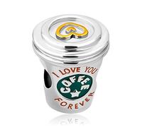LSxAB Charm de taza de café para amantes del café compatible con pulseras Pandora Charms, Cobre, No es una piedra preciosa