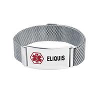 LSxAB Pulsera de alerta médica roja para hombres y mujeres, primeros auxilios de emergencia, cierre magnético ajustable, pulsera de identificación de acero inoxidable, Acero inoxidable, No es una