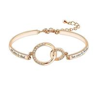 LSxAB Pulsera de amistad con texto en inglés "Not Sister By Blood But Sister By Heart" para mejor amiga, 19 centimeters, Cobre, Sin piedra preciosa