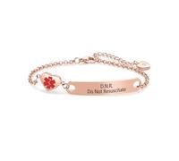 LSxAB Pulsera de identificación de alerta médica de corazón para mujeres y niñas, pulsera de cadena ajustable de acero inoxidable de primeros auxilios de emergencia, Acero inoxidable, No es una piedra
