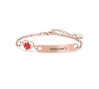 LSxAB Pulsera de identificación de alerta médica de corazón para mujeres y niñas, pulsera de cadena ajustable de acero inoxidable de primeros auxilios de emergencia, Acero inoxidable, No es una piedra