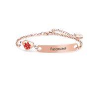LSxAB Pulsera de identificación de alerta médica de corazón para mujeres y niñas, pulsera de cadena ajustable de acero inoxidable de primeros auxilios de emergencia, Acero inoxidable, No es una piedra