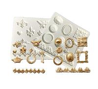 Lsydgn 2 Piezas Molde De Silicona Marco De Espejo (9 x 9 cm) 3D Molde De Gelatina De Hielo Fondant Vintage Silicona Vintage para Decorar Pasteles Pasteles proyectos De Joyería Artesanal (Gris)