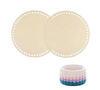 Lsydgn 2 Tabletas Cesta De Fondo Ganchillo Redondo 15cm (5.9inch) Base De Cesta De Madera Natural para Almacenamiento De Suministros Cestería De Bricolaje, Artesanías, Decoración del Hogar