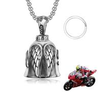 Lsydgn Campana Moto Amuleto, Campana De Moto Guardian Bell Para Motocicleta, Llavero Moto Campana Guardiana, Campanilla De Motocicleta, Amuleto De La Suerte, Para Motociclistas Y Ciclistas (Plata)