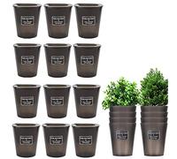 Lsydgn Maceteros Decorativos InteriorI,Macetas Plastico con Agujeros de Drenaje,Macetas con Sistema Autorriego,para Sembrar Flores Hierbas Suculentas Cactus,12 Unids,Negro