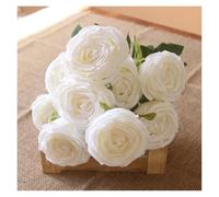 LSYHHXC 7/10 Heads Rose Bridal Bouquet Artificial Flower DIY Wedding Floral Arrangement Accessories Home Decor Photo Props(A White)