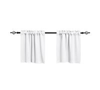 LSYHHXC Cortinas Cortas Cortinas Opacas for Cocina, Cortinas Cortas con Aislamiento térmico, for Sala de Estar, Dormitorio, Bolsillo for Varilla, Tejido gofre, Paneles pequeños(White,132x76cm)