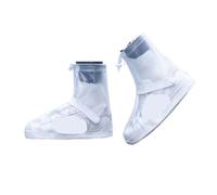 LSYHHXC Fundas de silicona for zapatos lluvia 22 cm con cordón elástico, impermeables, antideslizantes, gruesas y resistentes al desgaste for temporada lluvias(White,XL)
