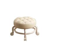 LSYHHXC Taburete bajo con polea for el hogar, Taburete pequeño for pies, Redondo for niños, Ruedas, Muebles for Sala de Estar 16(White)