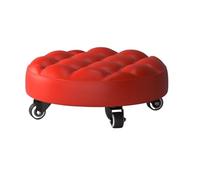 LSYHHXC Taburete bajo con polea, Taburete Ruedas de Baja Altura, Cuero, pequeño extraíble for el hogar, Redondo Asiento 16(B Bread Red)