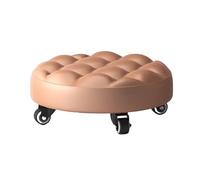 LSYHHXC Taburete bajo con polea, Taburete Suave de Altura Baja Ruedas, Asiento Cuero, Redondo for el hogar, la Oficina y Garaje 16(B Bread Gold)