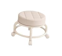 LSYHHXC Taburete bajo con Ruedas y Asiento Redondo de Altura Baja for peluquería Cocina 16(White)