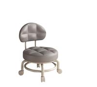 LSYHHXC Taburete bajo Redondo con Ruedas Giratorio de 360° for Maquillaje, Respaldo, Taburete polea for Cocina, peluquería, Biblioteca, salón, Garaje 16(Dark Gray)