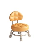 LSYHHXC Taburete bajo Redondo con Ruedas Giratorio de 360° for Maquillaje, Respaldo, Taburete polea for Cocina, peluquería, Biblioteca, salón, Garaje 16(Pink)