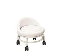 LSYHHXC Taburete bajo Redondo Multiusos con Ruedas, Taburete polea for Maquillaje y Respaldo for Garaje, peluquería, Biblioteca, salón Oficina 16(White)