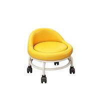 LSYHHXC Taburete bajo Redondo Multiusos con Ruedas, Taburete polea for Maquillaje y Respaldo for Garaje, peluquería, Biblioteca, salón Oficina 16(Yellow)