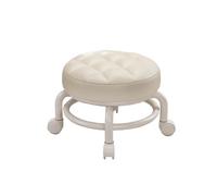 LSYHHXC Taburete con Ruedas bajo Silla pequeño Universal Zapatos for niños Banco Asiento Mini Multifuncional Rodante Cuero Redondo 16(White)