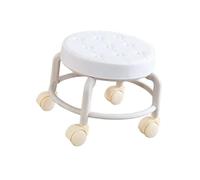 LSYHHXC Taburete con Ruedas de Baja Altura, pequeño, Resistente y Giratorio 360°, reposapiés, for Salones, oficinas, garajes, peluquerías 16(White)