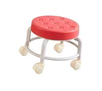 LSYHHXC Taburete con Ruedas de Baja Altura, pequeño, Resistente y Giratorio 360°, reposapiés, for Salones, oficinas, garajes, peluquerías 16(Red)