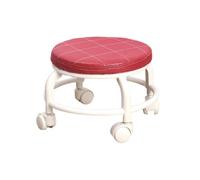 LSYHHXC Taburete con Ruedas y polea de Asiento Redondo bajo Rodillo, reposapiés pequeño, Taburete Corto, Baja Altura, for Zapatos, para 16(Red)