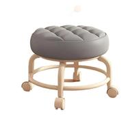 LSYHHXC Taburete Giratorio de 360 Grados Cuero sintético, Multifuncional, Resistente, Asiento bajo, Impermeable, Redondo, con Ruedas 16(Grey)