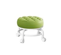 LSYHHXC Taburete Giratorio de 360 Grados Cuero sintético, Multifuncional, Resistente, Asiento bajo, Impermeable, Redondo, con Ruedas 16(Green)