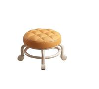 LSYHHXC Taburete Giratorio for niños con polea Baja, Patas de Silla plástico, taburetes rodantes, Asiento Cuero PU Impermeable, Taburete Redondo pequeño for el hogar 16(Orange)