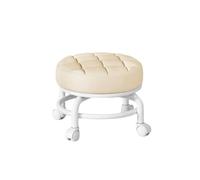 LSYHHXC Taburete Giratorio for salón de Belleza, pedicura, SPA, con Ruedas, for Sala Estar, Cambio Zapatos, taburetes Bajos, Asiento, Silla, Muebles 16(White)