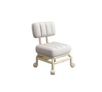LSYHHXC Taburete pequeño for el hogar con Respaldo y Rueda Universal, Banco Blando, Silla pequeña, polea, Taburete bajo 16(White)