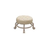 LSYHHXC Taburete Pequeño Universal con Ruedas, Polea For El Hogar, Bajo, Banco Redondo, For Sofá, Silla Pequeña, Respaldo De Plástico 16(Beige)