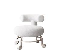 LSYHHXC Taburete rodante con Respaldo Escalonado Silla giratoria móvil bajo Ruedas for Puerta Resistente Dormitorio de casa Sala Estar 16(White)