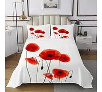 LSYW Funda Nordica Cama 150 Amapolas Rojas Nordico Cama 150 para Niños Adultos con Cremallera cómodo y Transpirable Microfibra Fundas Nordicas 220x240 cm + 2 Fundas de Almohada 50x80 cm