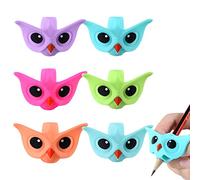 LSYYSL 6 clips para lápices para niños, empuñaduras de silicona para los dedos, ayudas para escribir, portalápices de búho colorido, útiles escolares, para niños en edad preescolar, zurdos, diestros