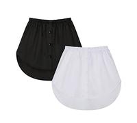 LSYYSL Extensor de dobladillo de minifalda ajustable, top falso de cintura elástica en capas, dobladillo versátil, reutilizable (negro, blanco)