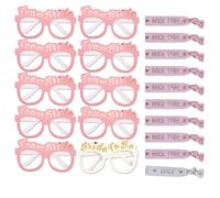 LSYYSL Paquete de 10 anteojos de despedida de soltera para equipo de novia con 10 muñequeras de despedida de soltera, decoraciones despedida de soltera, accesorios para fiestas rave (champán, blanco)
