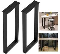 LSyySy Juego de 2 patas cuadradas para mesa, patas de metal para taburete de mesa de café, con tornillos y protector de suelo, adecuadas para cenar en la oficina en casa, color negro