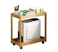 LSyySy Soporte para computadora móvil, soporte de CPU de bambú natural de 2 niveles y soporte de torre de PC con ruedas giratorias bloqueables para oficina/hogar, fácil movilidad debajo del escritorio