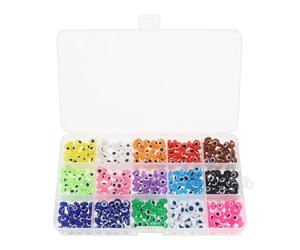 LT Easiyl 1 caja de cuentas de mal de ojo de 8 mm, hechas a mano, cuentas de resina aplicables a collares, joyas, pulseras y manualidades (15 colores, 450 piezas)