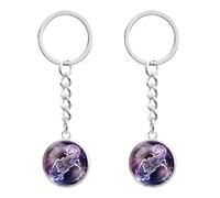 LT Easiyl 2 llaveros de luz nocturna del zodiaco con 12 constelaciones, llavero luminoso, llavero de luz nocturna, esfera de vidrio luminoso, llavero de constelación para hombres y mujeres, Escorpio,