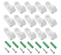 LT Easiyl 20 Juegos de Ganchos de Sujeción de 2 Orificios de 49x16mm de Acero Inoxidable con Forma de J Gancho Fijo con Tornillos para Barco Coche Remolque Plataforma Baño Color Plateado