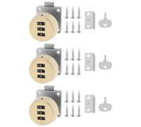LT Easiyl 3 cerraduras de combinación de 3 dígitos, cerradura de combinación de seguridad, cerradura de puerta de gabinete sin llave para archivadores, buzones, taquillas y cajones (dorado)