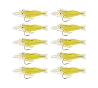 LT Easiyl 30 señuelos suaves de camarón de 4 cm de longitud, cebo de gusano de camarón, señuelo suave de simulación de camarones, gancho de cebo para agua salada, agua dulce, trucha, bagre, amarillo