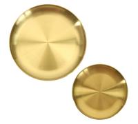 LT Easiyl Bandeja dorada de 2 piezas Bandeja redonda de almacenamiento Bandeja redonda de acero inoxidable Placa decorativa circular dorada para sala de estar baño hoteles restaurantes