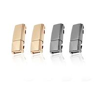 LT Easiyl No Tie Cordones Hebilla Sin Atar Magnético Perezoso Zapatilla Cierre Rápido Adecuado para Zapatos Casuales Zapatillas Botas Lona, 2 pares de hebillas (oro brillante + gris metal), 7.3mm