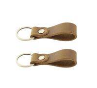 LT Easiyl Paquete de 2 Llaveros de Metal de Cuero Genuino Retro Vintage de Correa para Llavero para Llave de Coche Llave de Apartamento Llavero de Casa Cordón de Soporte Marrón