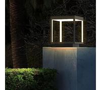 LTBFDDC Lamp Factory IP54 Robusto Durable Acero inoxidable Negro Cuadrado Farola Moderna Exterior Impermeable Pilar Luz Externa Enchufe Patio Iluminación Columna Lámpara Jardín A prueba de lluvia Post