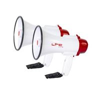 LTC - 2 megáfonos, recargables, 20 W, MEGA20 W, alcance 250 m. Altavoz compatible con eventos, fiestas, noche, deportes
