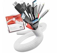 Label The Cable Tubo Organizador de Cables Flexible y Duradero con Cierre Automático - Conducto Recoge Cables Gestión de Cables - LTC Cable Tube - 2 m - Blanco - LTC 5120