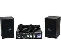 LTC - KARAOKE-STAR2MKII - Kit de karaoke con amplificador, 2 micrófonos con cable y 2 altavoces de 50W - Bluetooth, USB y SD - Negro